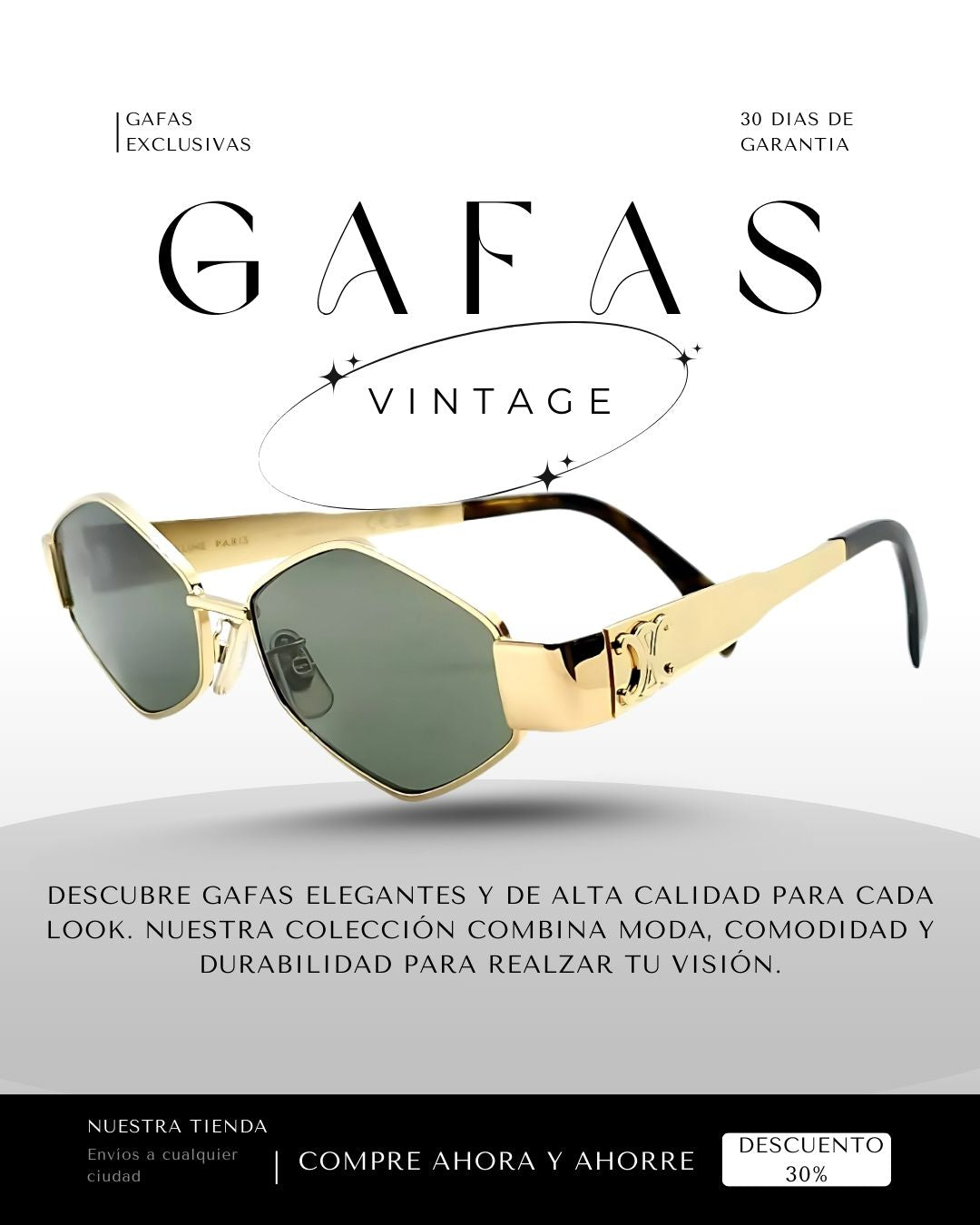 Gafas Vintage Polarizada 30% Descuento