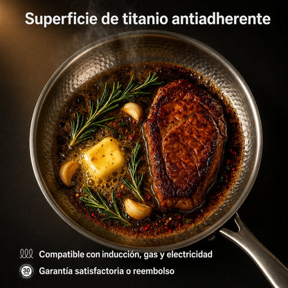 TitaneX® - Sartén con mango extraíble Oferta del año - Paga 1 Lleva 3-si son 3 con 50% Descuento