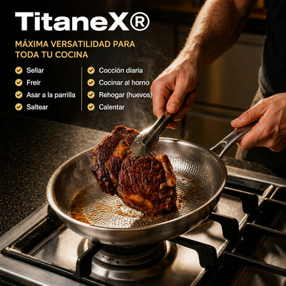 TitaneX® - Sartén con mango extraíble Oferta del año - Paga 1 Lleva 3-si son 3 con 50% Descuento